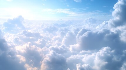 Vast Sky with Expansive White Clouds and Blue Horizon : Generative AI