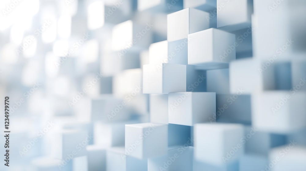 Fototapete modern white cubes abstract background in light tones ideal for minimalist design and architecture :