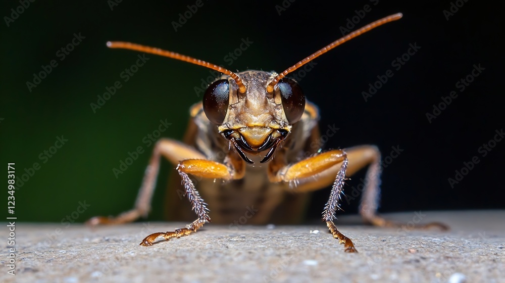 Poster front facing portrait of insect with antennae and delicate body captured in natural light : generati