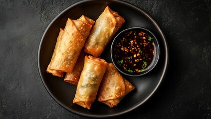 Delicious Crispy Egg Rolls with Savory Dipping Sauce