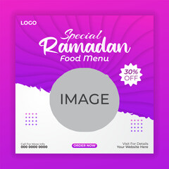 Special Ramadan food menu promotion banner social media post template