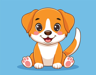 A cute dog cartoon vector design with blue background...