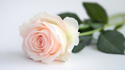 Delicate White Rose with Subtle Blush Tones for Romantic Design : Generative AI