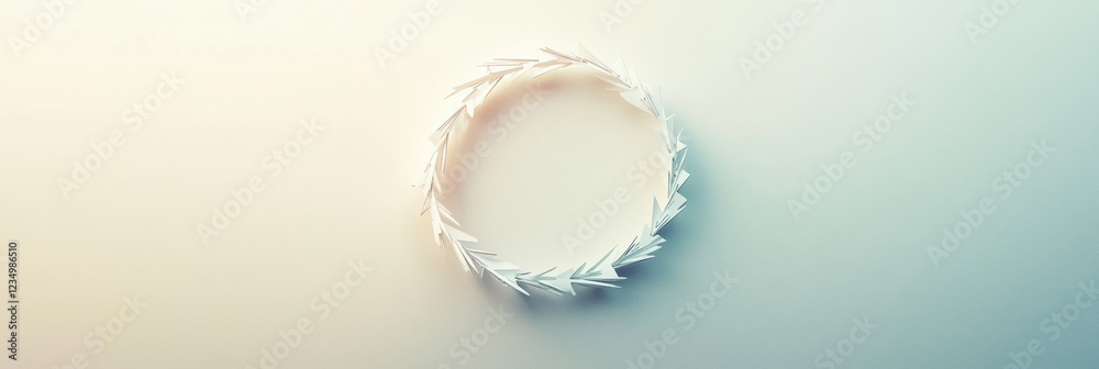 Poster Delicate white paper wreath design on a soft gradient background showcasing simplicity and elegance. Generative AI