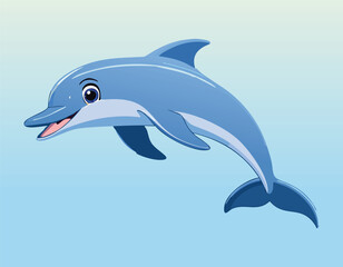 A cute cartoon dolphin jumping out of water and the dolphin jumping flat design.
