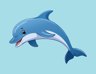 A cute cartoon dolphin jumping out of water and the dolphin jumping flat design.