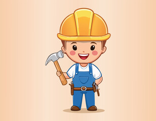 People set of construction site objects and workers, and Cartoon worker character, Technician workers, builder and mechanic.