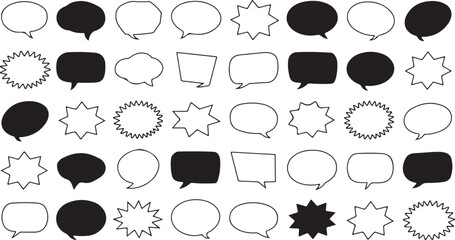 Speech bubble, speech balloon, chat bubble line art vector icon for apps and websites