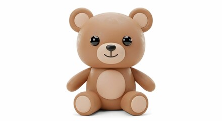 Fototapeta premium Adorable Brown Teddy Bear 3d Render Cute Toy