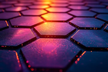 Fototapeta premium Illuminated Hexagonal Pattern Abstract Surface Design