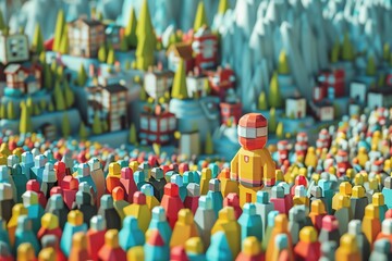 Fototapeta premium A vibrant crowd of colorful figurines in a lively and dynamic environment.