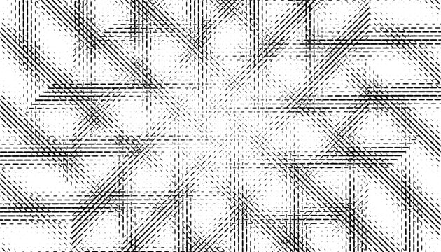 Black and white abstract nirmana pattern with dynamic stripes effect. Vector Format Illustration 