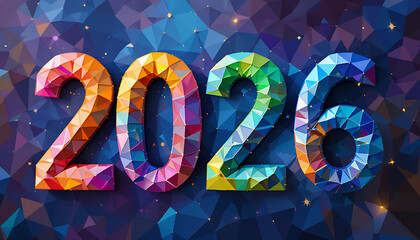 Colorful polygonal new year 2026 numbers background