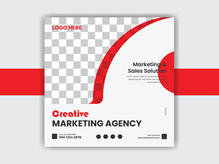 Creative marketing agency post banner and social media marketing template vector design
