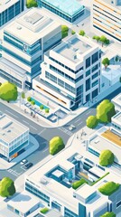 Modern Cityscape Architectural Design Featuring Buildings and Greenery