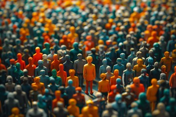 Obraz premium A vibrant sea of figures highlighting individuality in a crowd setting.