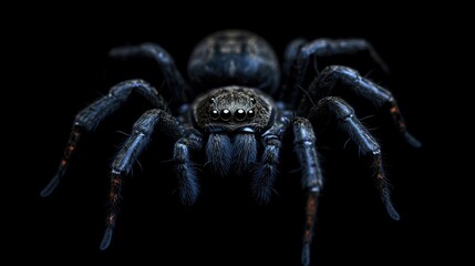 Realistic 3D black spider Ideal for adding a creepy Halloween vibe to advertisements or celebration concepts