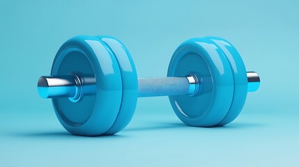 Obraz premium Blue neoprene-coated dumbbells for fitness and strength training