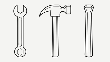 Hand tools vector illustration: wrench, screwdriver, and hammer