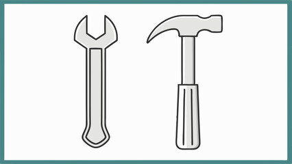 Hand tools vector illustration: wrench, screwdriver, and hammer