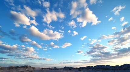 Fototapeta premium Vibrant Sky with Cumulus Clouds Spanning Across a Scenic Desert Landscape : Generative AI
