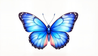 Vibrant blue emperor butterfly in watercolor style, nature's beauty