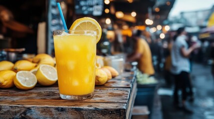 Lemonade stand iced lemonade summer mood lemon refresh chill at the market