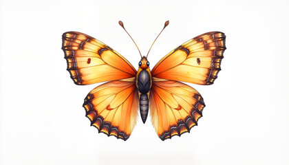 Fiery skipper butterfly resting on white background, nature's beauty