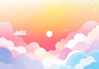 Pastel Rainbow Cloudscape Dreamy Sky Sunset Soft Background Illustration art pink blue calm cute