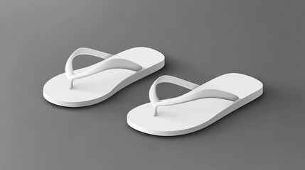 Realistic 3D templates of summer beach flipflops slippers are depicted showcasing a pair of flip flop white isolated from front and back views This mockup serves as a vector illustration