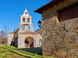 Fototapeta premium La Pola de Gordón, Spain - December 31, 2024: Hermitage or Sanctuary of the Virgin of El Buen Suceso in Huergas de Gordón. La Pola de Gordón, Ruta de la Plata, León, Castilla y León, Spain, Europe