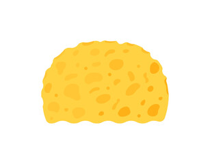 Bath sponge. Yellow sponge, side view. Essential for bath, skin cleansing, spa. Stylised vector illustration. Isolated