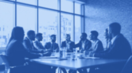 Fototapeta premium a gathering of individuals participating in a discussion at a table in a conference room
