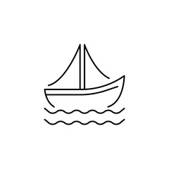 Outline icon Sailboat rising in the wind, symbolizing sailing.