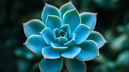 Vibrant Blue Succulent Plant Closeup with Blurred Green Background : Generative AI