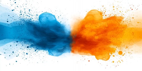Abstract Blue Orange Watercolor Splash Background Design Texture art ink hue flow bold paint image