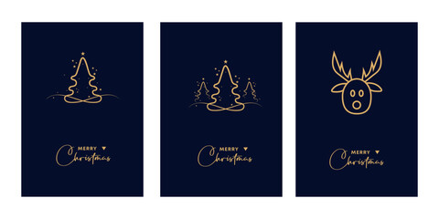 Merry Christmas modern card set lettering vector background