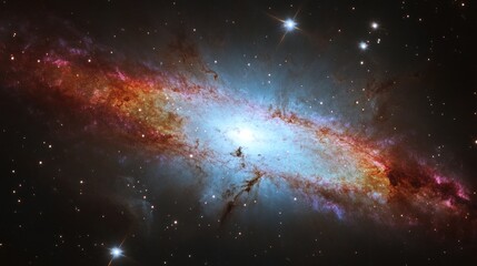 Fototapeta premium A Colorful Spiral Galaxy in Deep Space