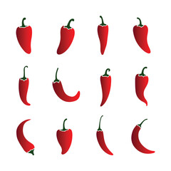Red chili peppers, vector illustration, minimalist design, white background