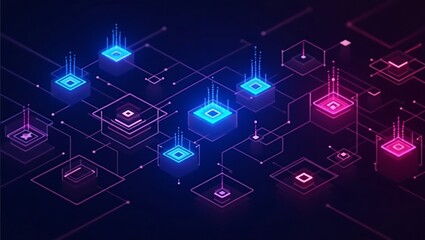 Abstract futuristic neon geometric background. Generative Ai.