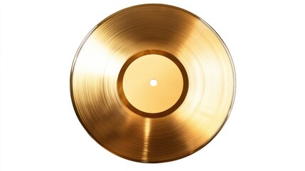 Realistic Gold Vinyl Record for Melody Lovers. Isolated LP Plate on White Background for Disco and Popular Music. Gramophone Media for True Sound.