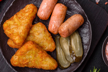 Hash browns with potatoes and onions, salt and spices