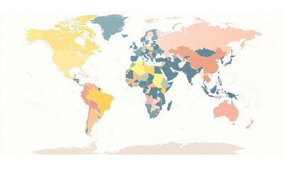 A simple, flat vector illustration of the world map with gray borders on a white background, without country names or imagery