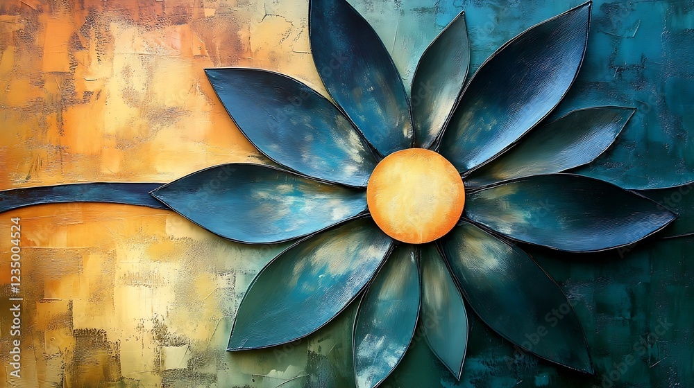 Leinwandbilder artistic painting of a colorful abstract flower on canvas with texture detail : generative ai