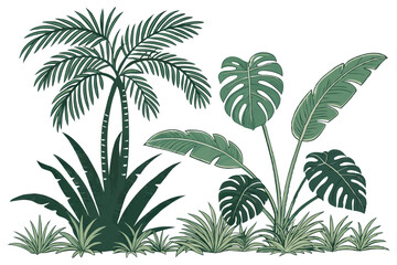  Tropical plants, lush foliage, botanical garden, tropical leaves, ferns, monstera, palm fronds, exotic greenery, jungle flora, dense vegetation, varied leaf shapes, natural arrangement, vibrant green