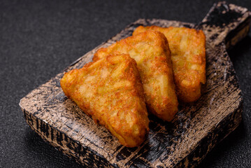 Hash browns with potatoes and onions, salt and spices