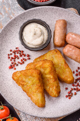 Hash browns with potatoes and onions, salt and spices