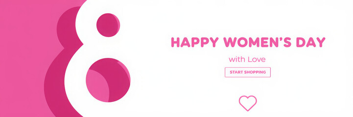 March 8 symbol in paper cut style with shadow. International Women's day background. Vector illustration. Place for text. Figure eight for greeting card, flyer or brochure template.