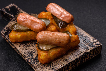 Hash browns with potatoes and onions, salt and spices