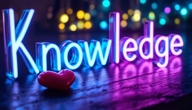 Illuminated Knowledge: A Neon Wordscape with a Heart of Understanding